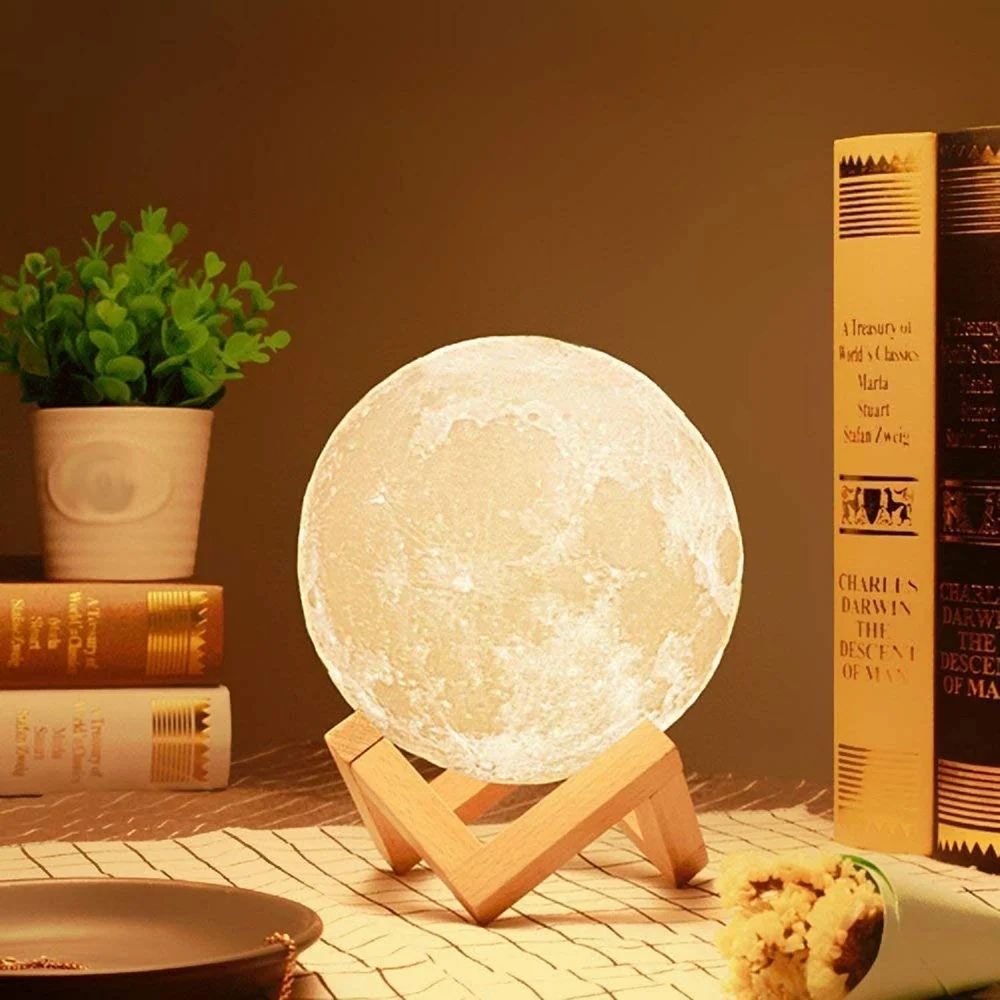 3d Moon Lamp 7 Multi Colors Changing Touch Sensor For Adult And Kids With Wooden Stand Night Lamp