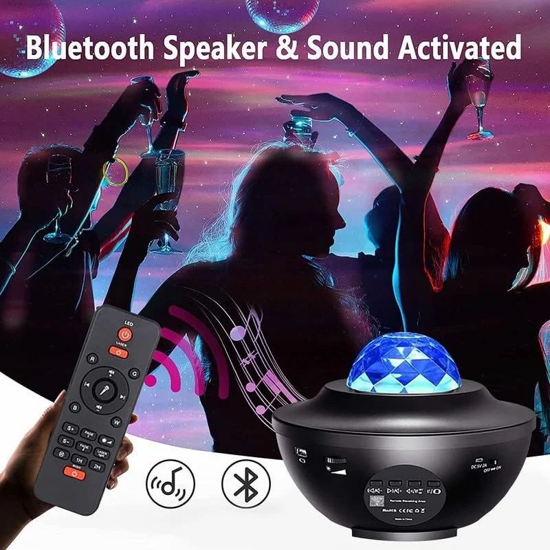 Galaxy Star Projector Night Lamp For Bedroom With Remote Control & Bluetooth Music Speaker