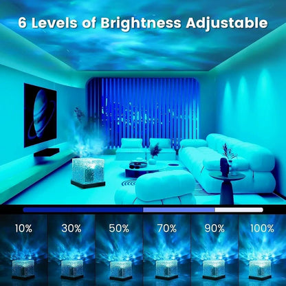 Projector Lights Ocean Wave, 3D Water Wave Effect LED Night Light, Crystal Table Lamp with Remote