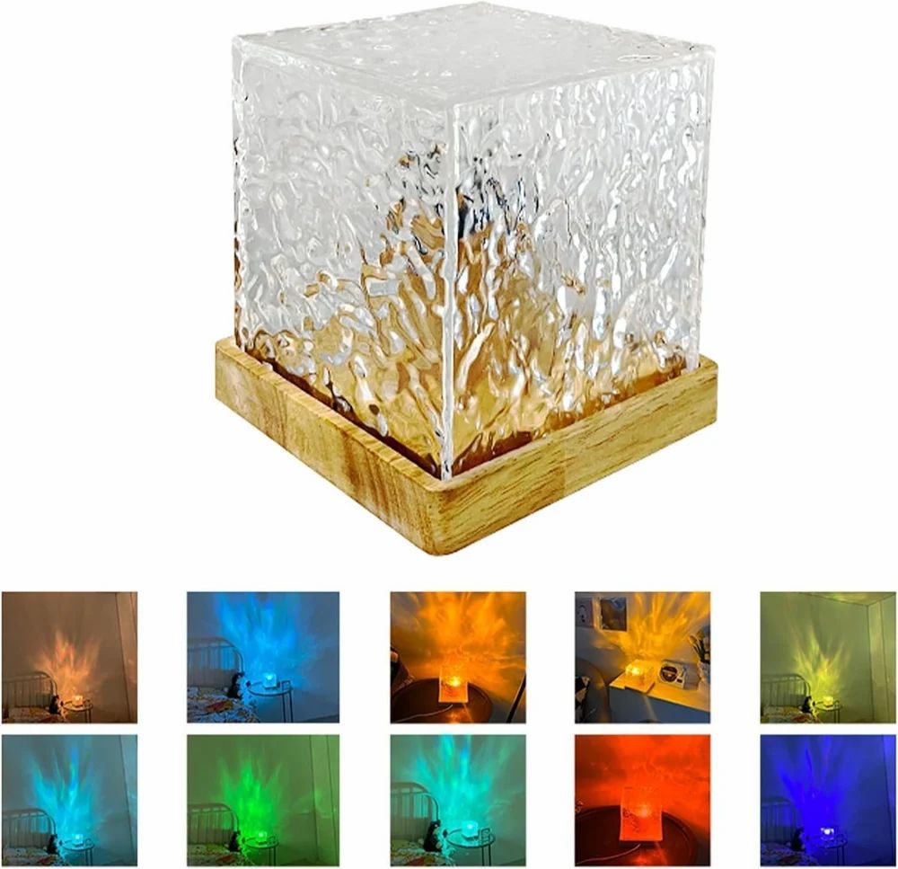Projector Lights Ocean Wave, 3D Water Wave Effect LED Night Light, Crystal Table Lamp with Remote
