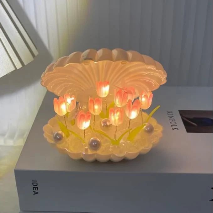Shell Tulip Night Light, 10 Flowers DIY Tulip Night Light Flower Lamp,Night Lamp