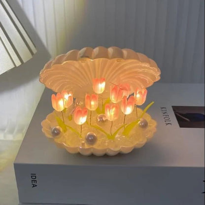 Shell Tulip Night Light, 10 Flowers DIY Tulip Night Light Flower Lamp,Night Lamp