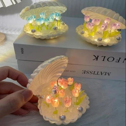 Shell Tulip Night Light, 10 Flowers DIY Tulip Night Light Flower Lamp,Night Lamp