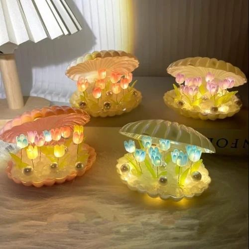 Shell Tulip Night Light, 10 Flowers DIY Tulip Night Light Flower Lamp,Night Lamp