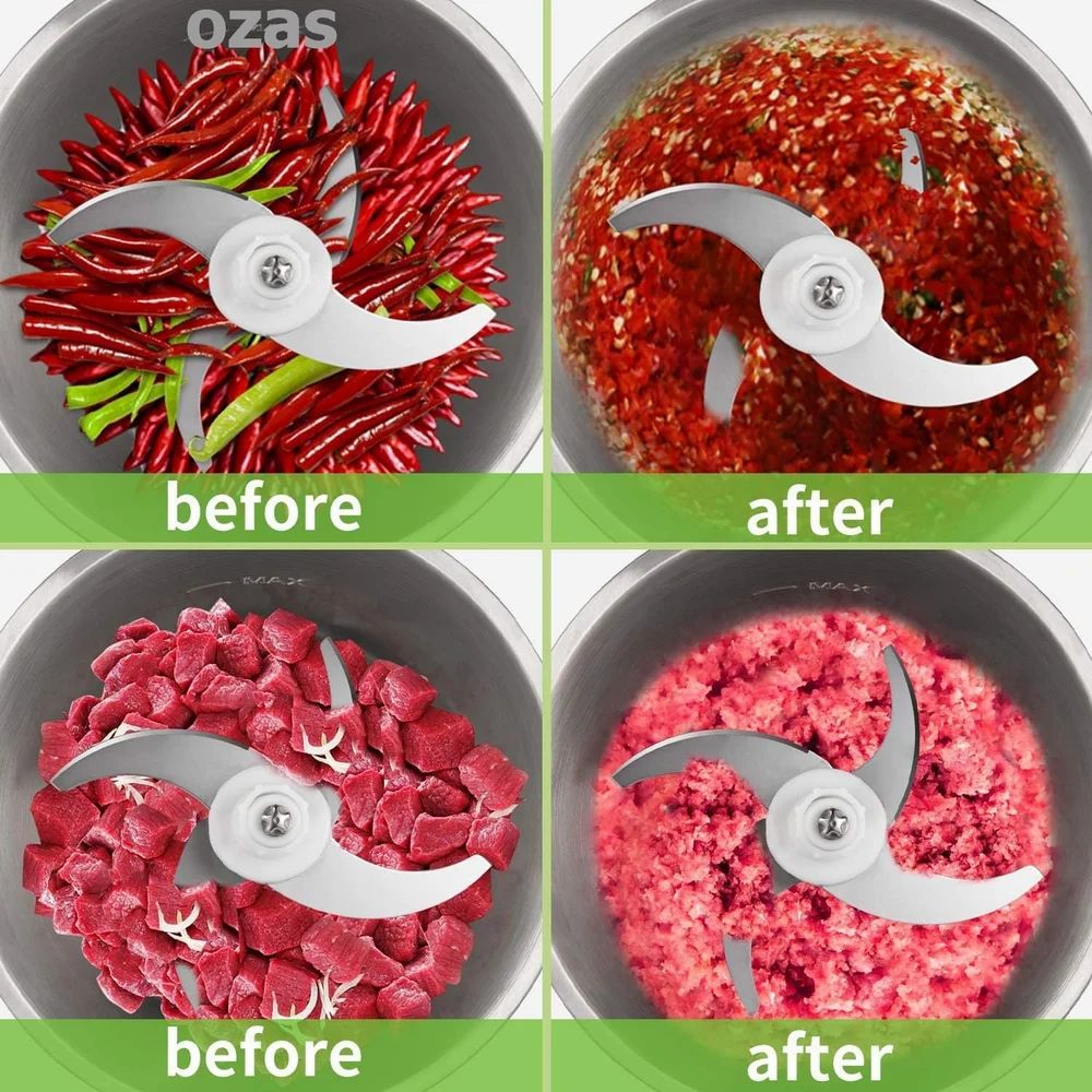 Stainless Steel (2L) Meat Blender Meat Grinder Electric Chopper for Meat Vegetables Fruits