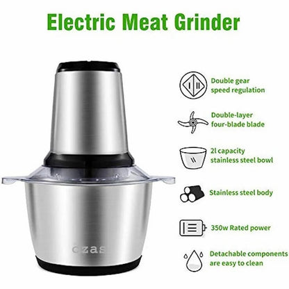 Stainless Steel (2L) Meat Blender Meat Grinder Electric Chopper for Meat Vegetables Fruits